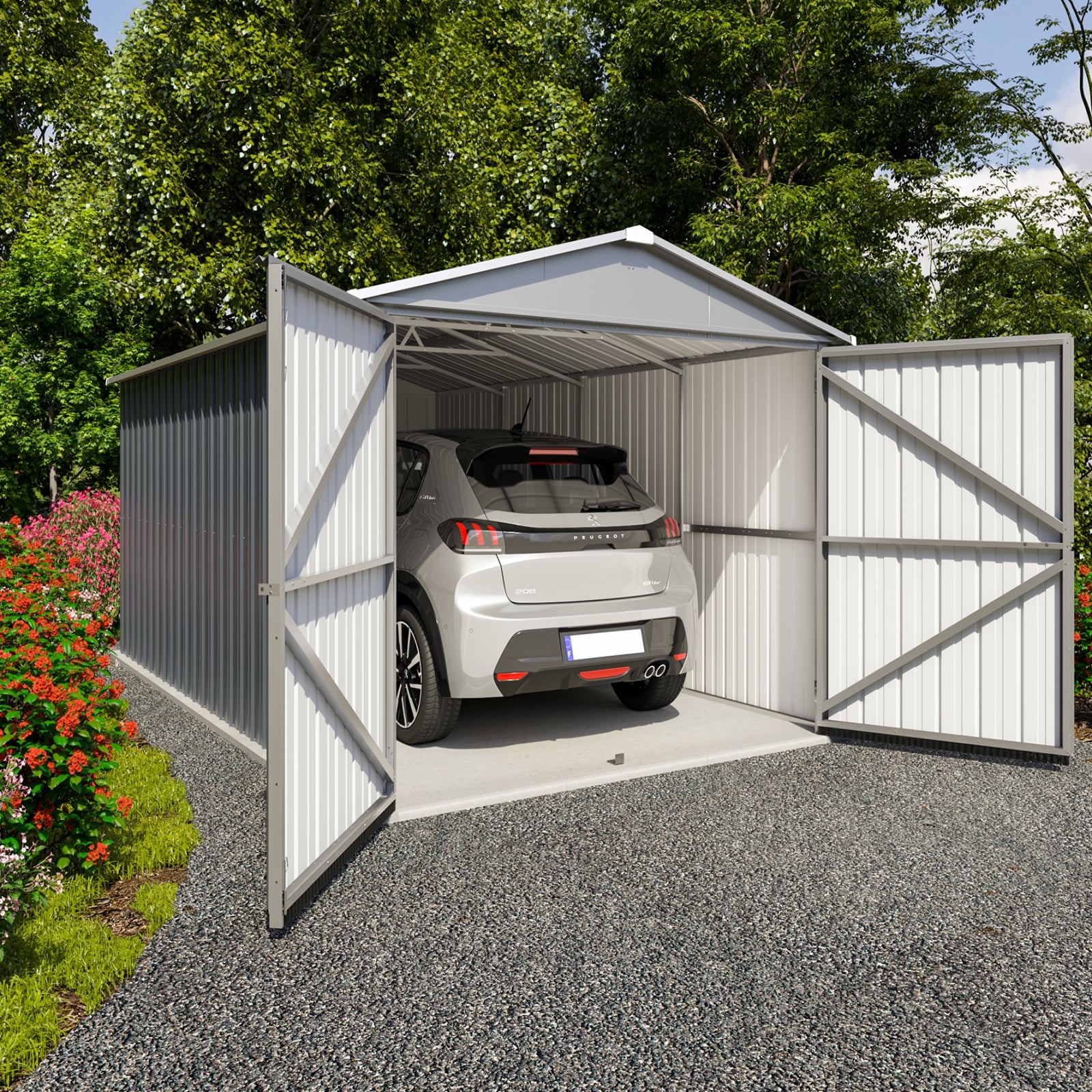 YardMaster 10' x 17' Apex Metal Garage | Sheds.co.uk