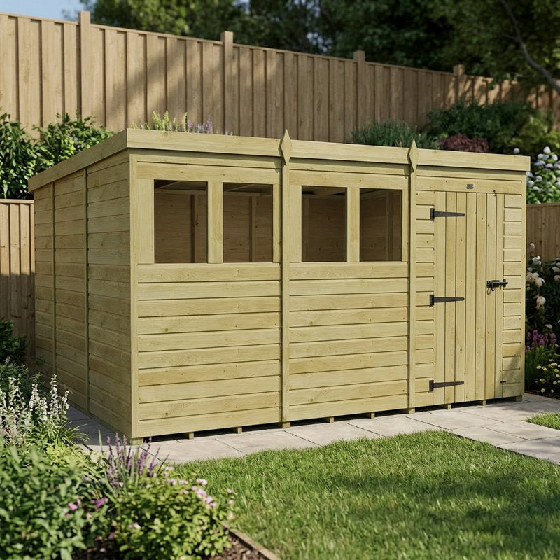 Holt 12' x 10' Pressure Treated Shiplap Modular Pent Shed | Sheds.co.uk