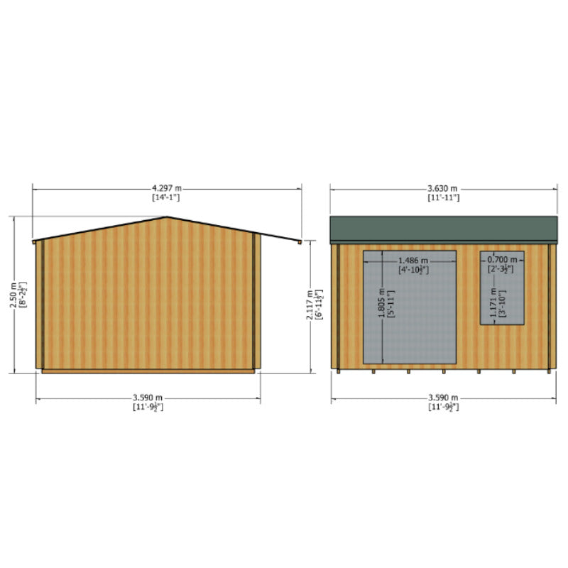 Loxley 3.6m x 3.6m Maltby Log Cabin - 28mm