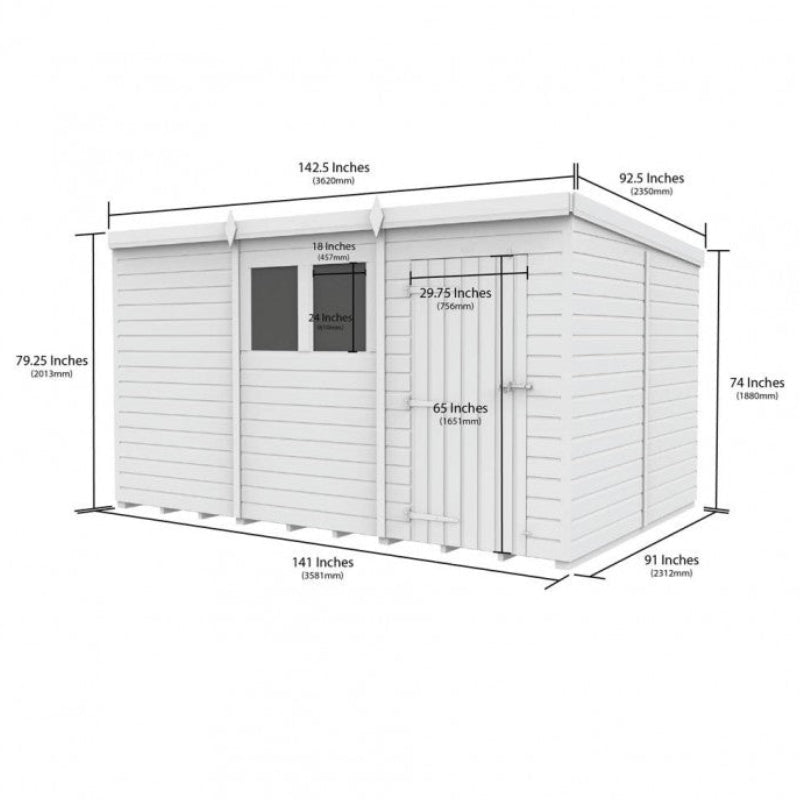 Holt 12' x 8' Pressure Treated Shiplap Modular Pent Shed | Sheds.co.uk