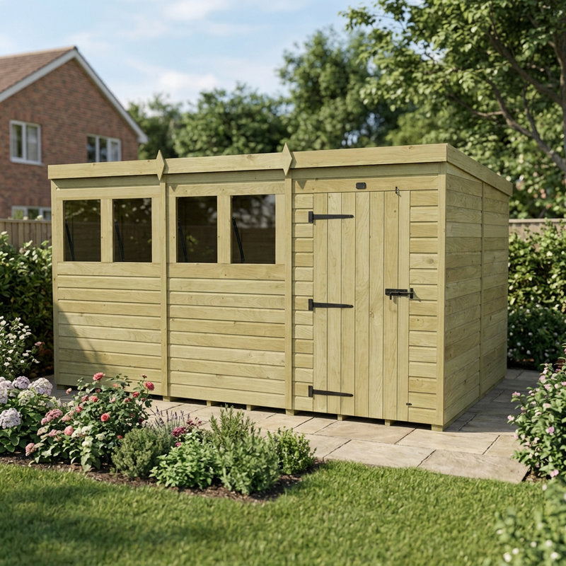 Holt 12' x 8' Pressure Treated Shiplap Modular Pent Shed | Sheds.co.uk