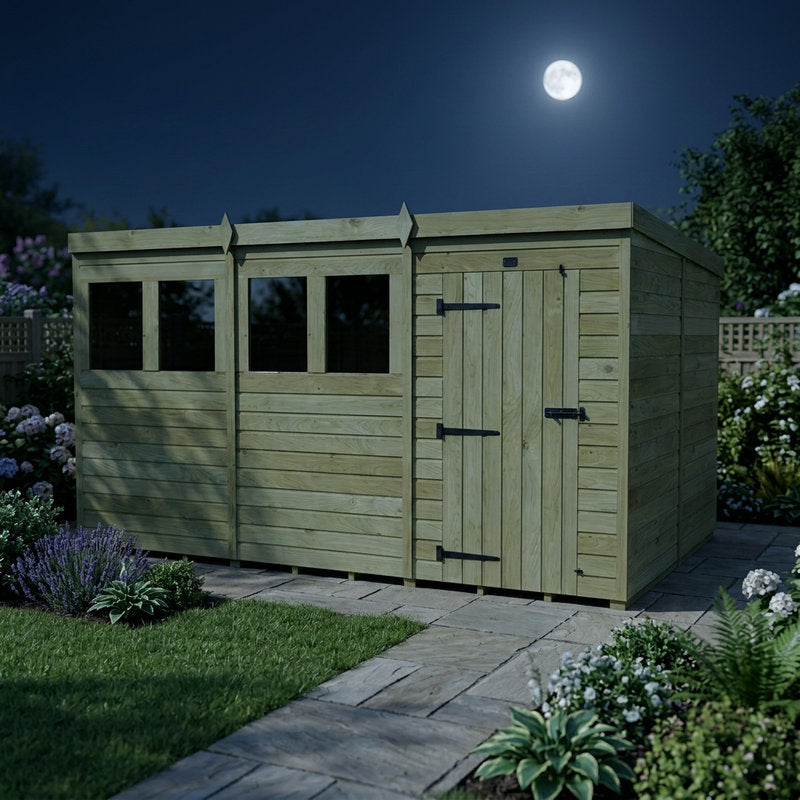 Holt 12' x 8' Pressure Treated Shiplap Modular Pent Shed | Sheds.co.uk