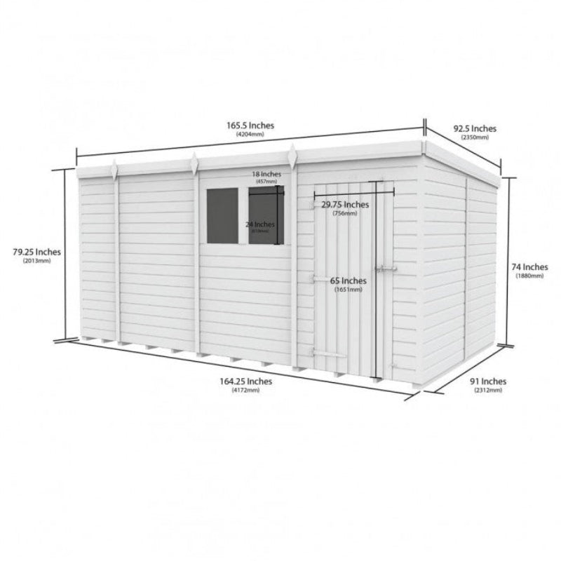 Holt 14' x 8' Pressure Treated Shiplap Modular Pent Shed | Sheds.co.uk