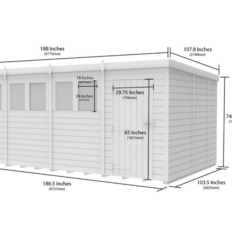 Holt 16' x 9' Pressure Treated Shiplap Modular Pent Shed | Sheds.co.uk