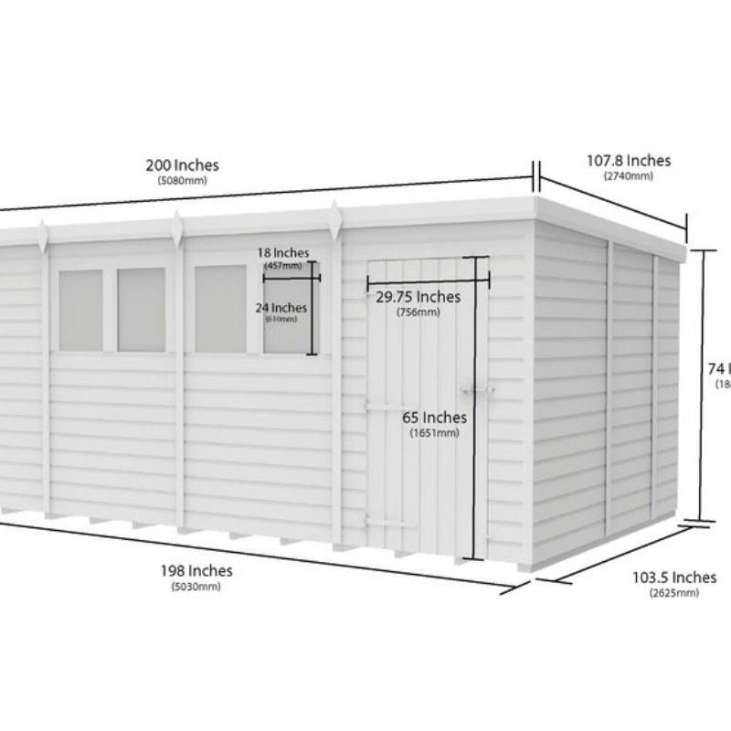 Holt 17' x 9' Pressure Treated Shiplap Modular Pent Shed | Sheds.co.uk