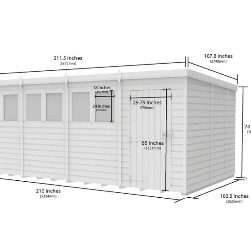 Holt 18' x 9' Pressure Treated Shiplap Modular Pent Shed