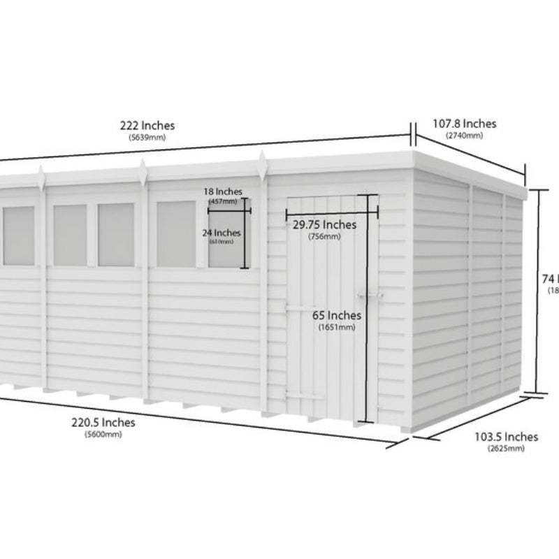 Holt 19' x 9' Pressure Treated Shiplap Modular Pent Shed | Sheds.co.uk