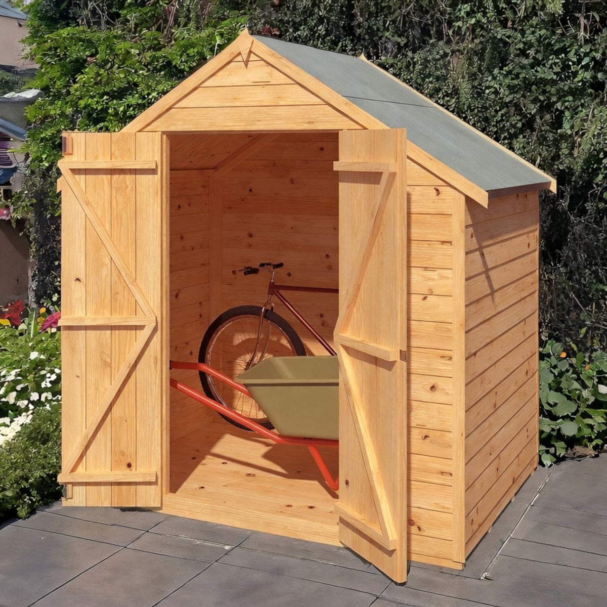 Loxley 6' x 4' Windowless Double Door Overlap Apex Shed | Sheds.co.uk