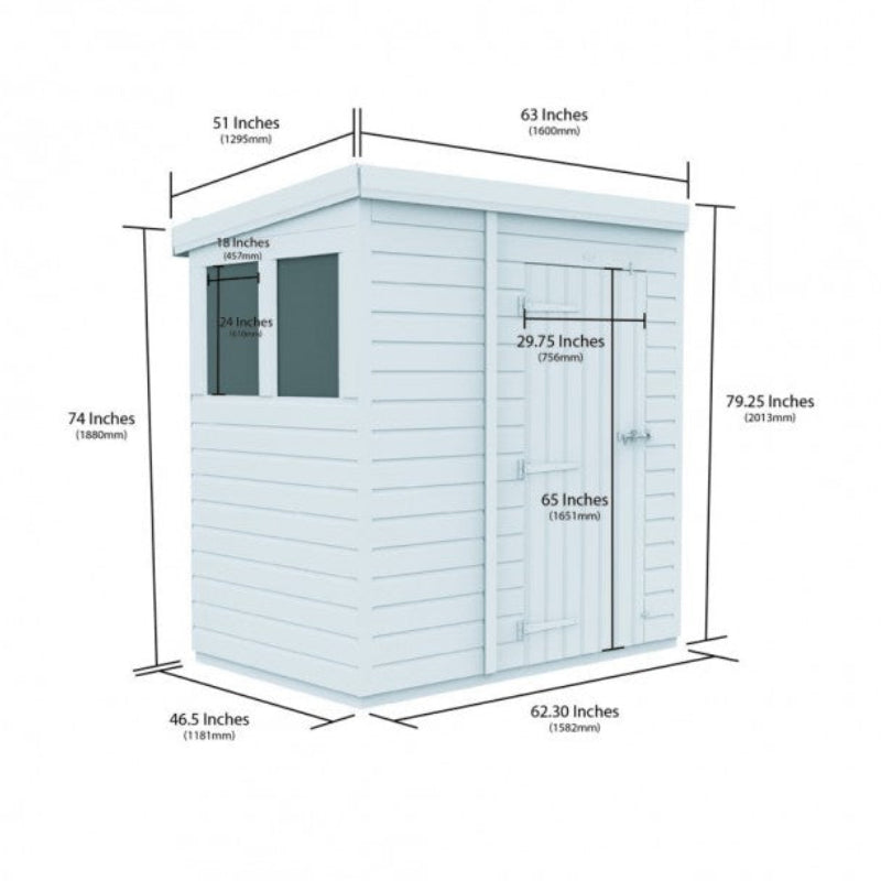 Holt 5' x 4' Pressure Treated Shiplap Modular Pent Shed | Sheds.co.uk