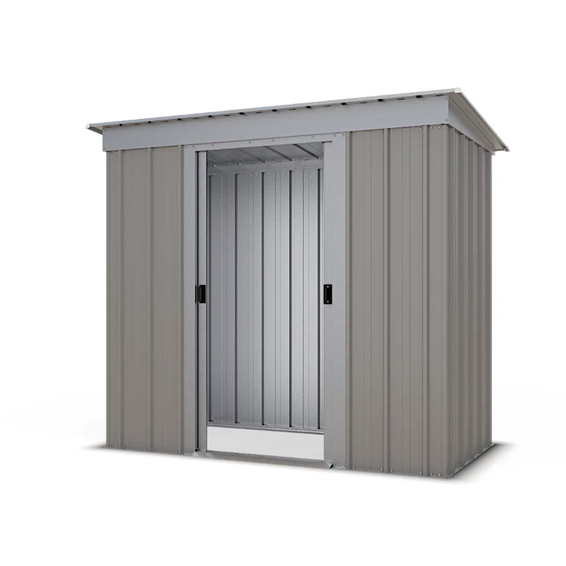 Yardmaster 6' x 4' Windowless Double Sliding Door Platinum Pent Metal Shed | Sheds.co.uk