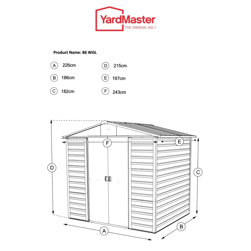 YardMaster 8' x 6' Woodgrain Shiplap Metal Garden Shed