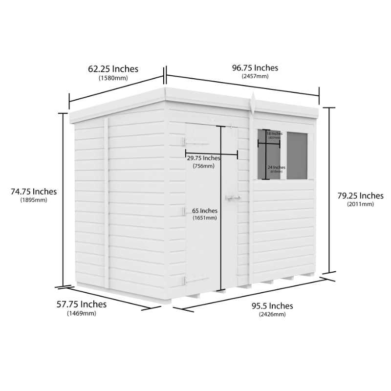 Holt 8' x 5' Pressure Treated Shiplap Modular Pent Shed | Sheds.co.uk