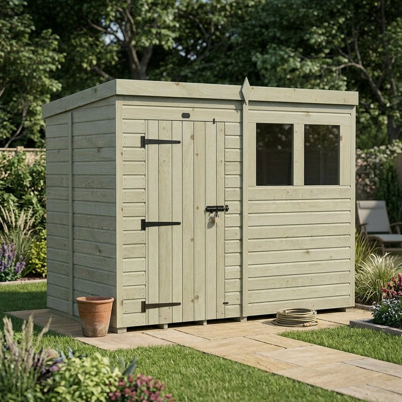 8 x 5 Pressure Treated Shiplap Modular Pent Shed