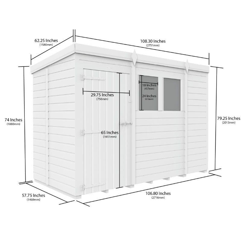 Holt 9' x 5' Pressure Treated Shiplap Modular Pent Shed | Sheds.co.uk