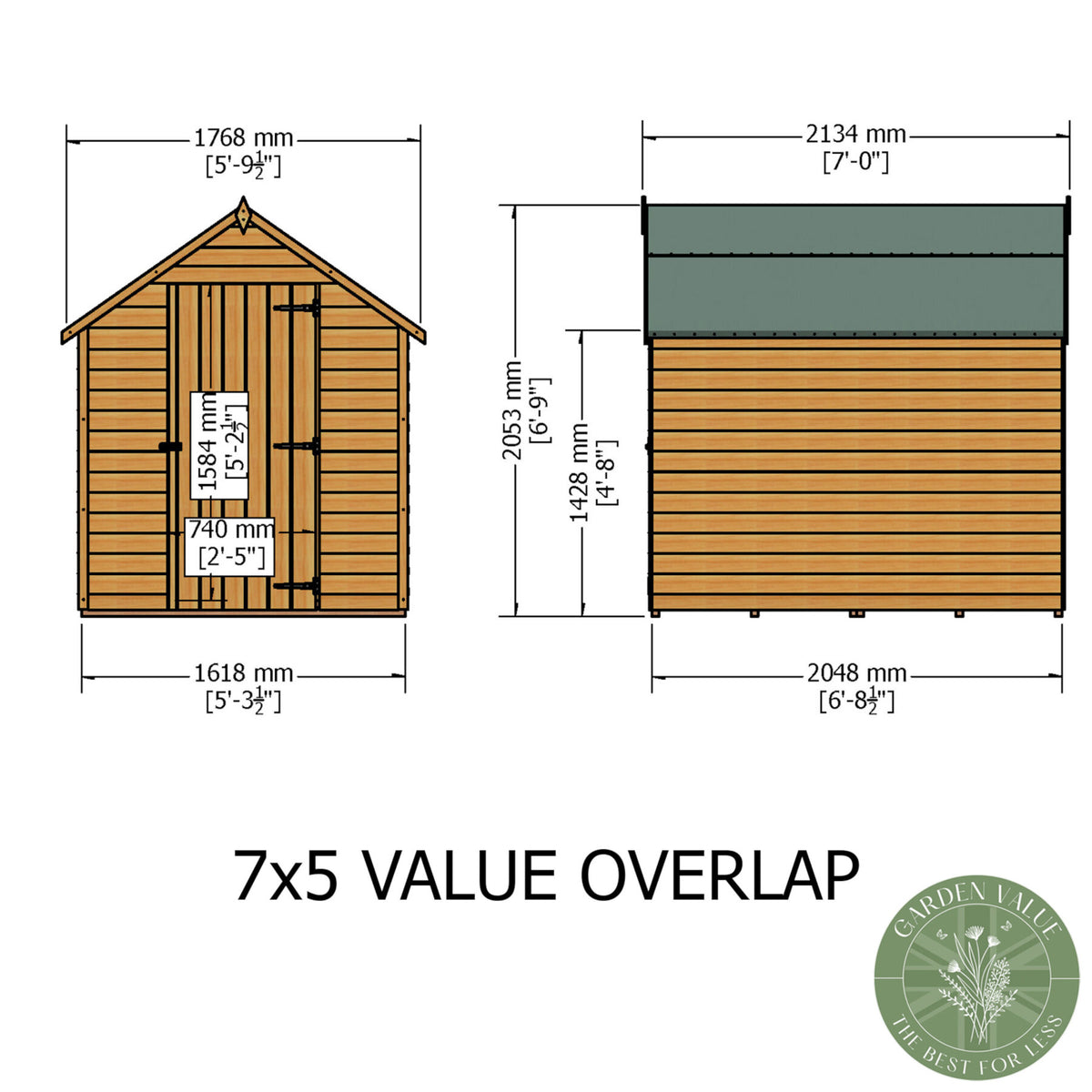 Loxley 5' x 7' Overlap Apex Shed | Sheds.co.uk