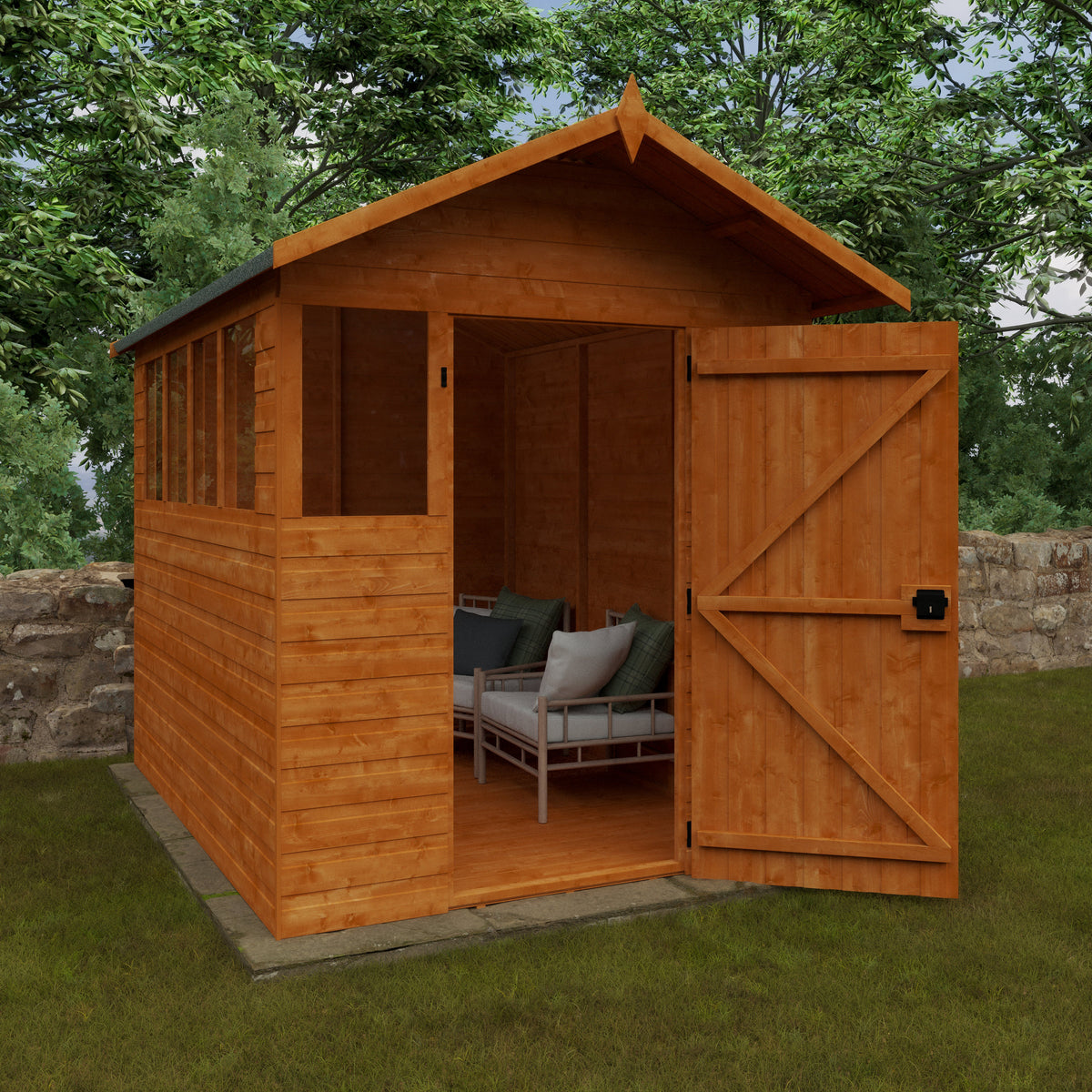 Redlands 8' x 8' Apex Summer Shed | Sheds.co.uk