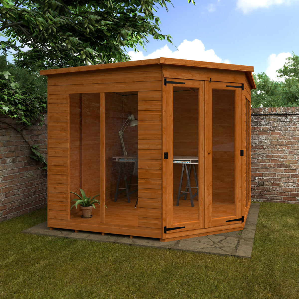 Redlands 6' x 6' Full Pane Corner Summer House | Sheds.co.uk