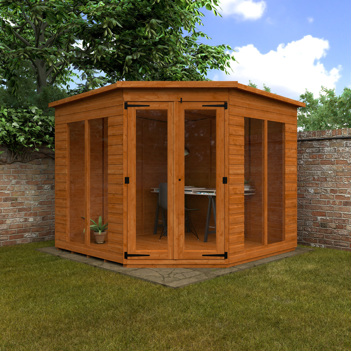 Redlands 6' x 6' Full Pane Corner Summer House | Sheds.co.uk