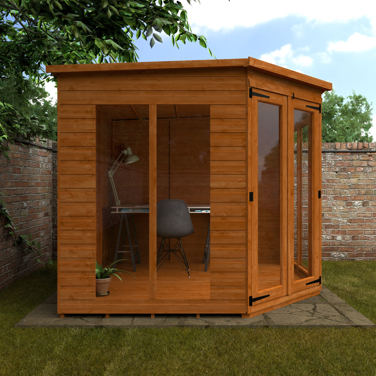Redlands 8' x 8' Full Pane Corner Summer House | Sheds.co.uk