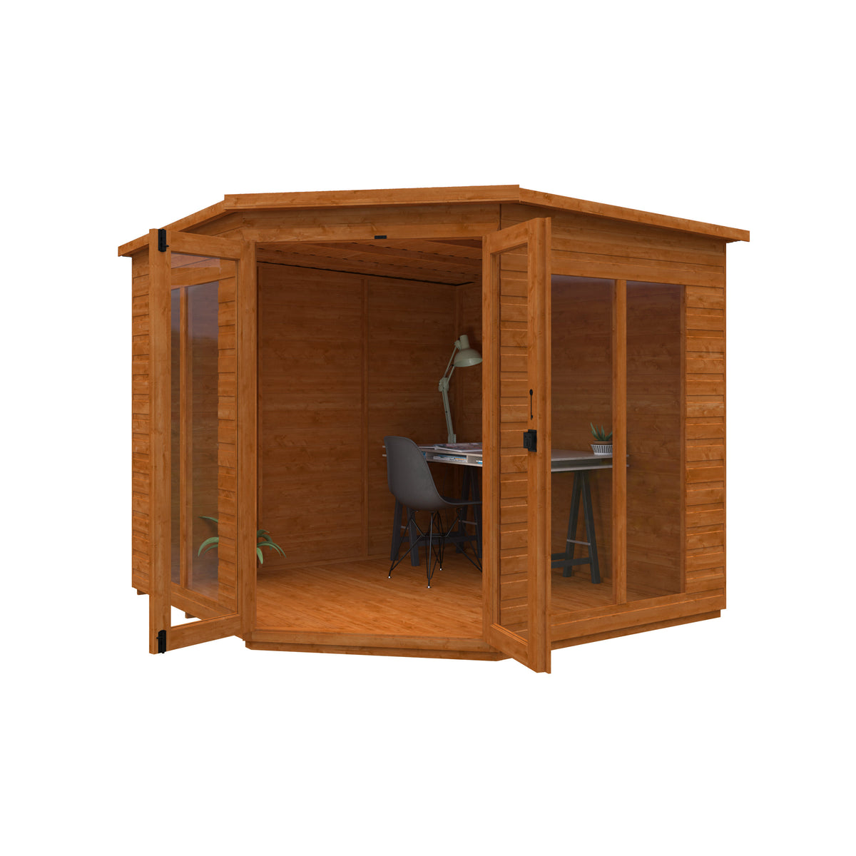 Redlands 8' x 8' Full Pane Corner Summer House | Sheds.co.uk