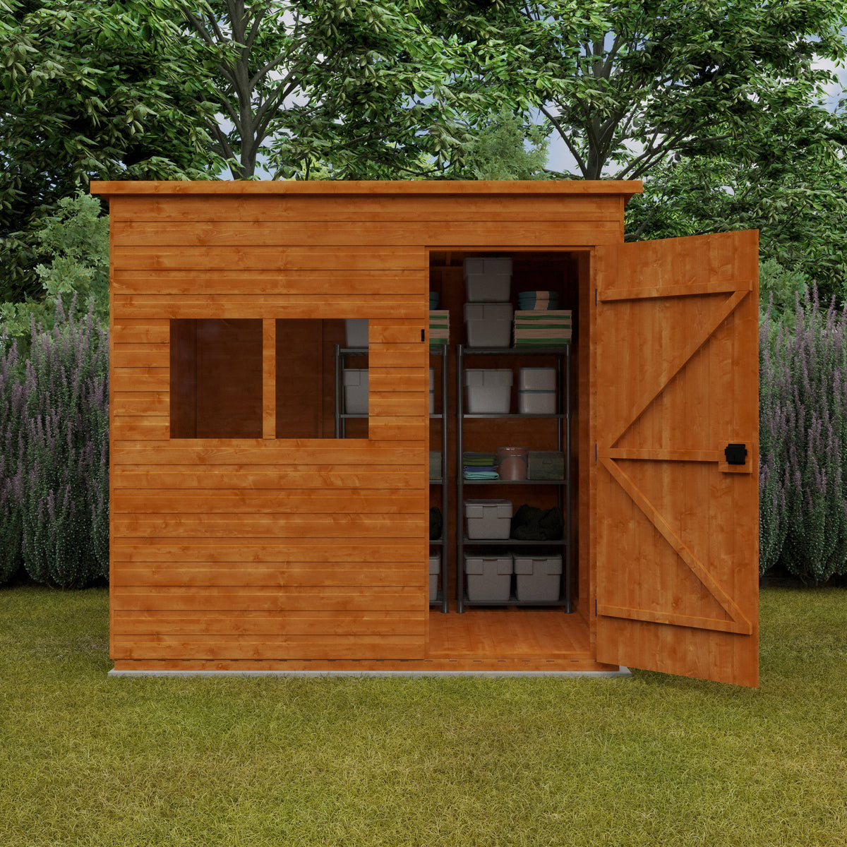 Redlands 8' x 8' Shiplap Extra High Pent Shed | Sheds.co.uk