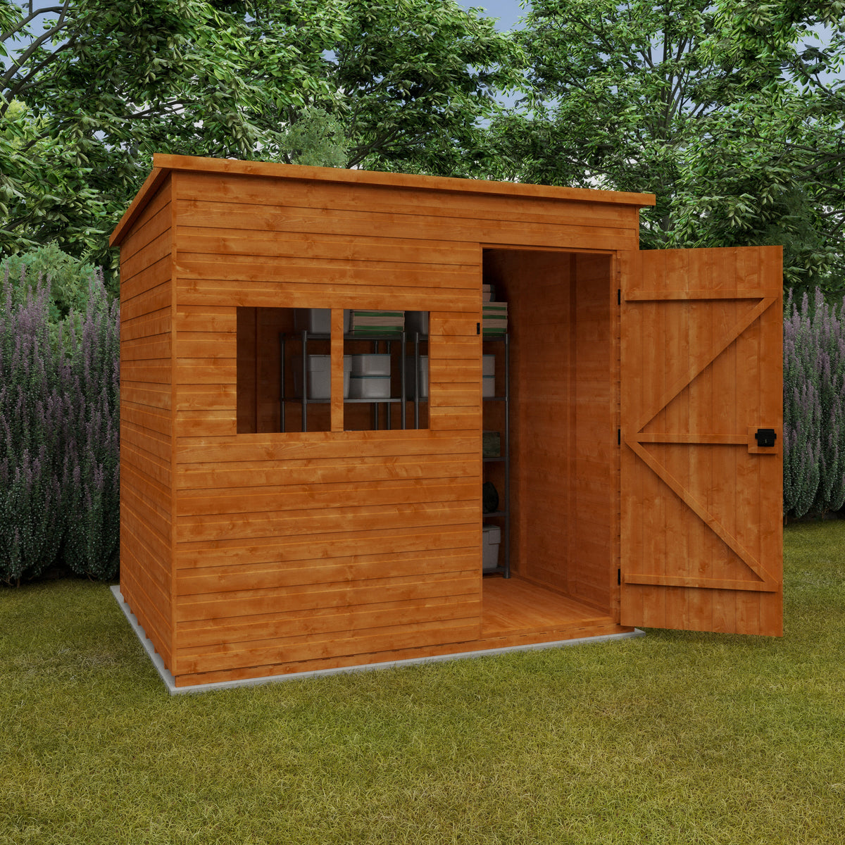 Redlands 8' x 8' Shiplap Extra High Pent Shed | Sheds.co.uk