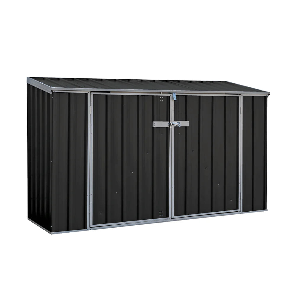 Adley 7' x 3' Black Titanium Pent Metal Bike Store With Anchor Kit | Sheds.co.uk