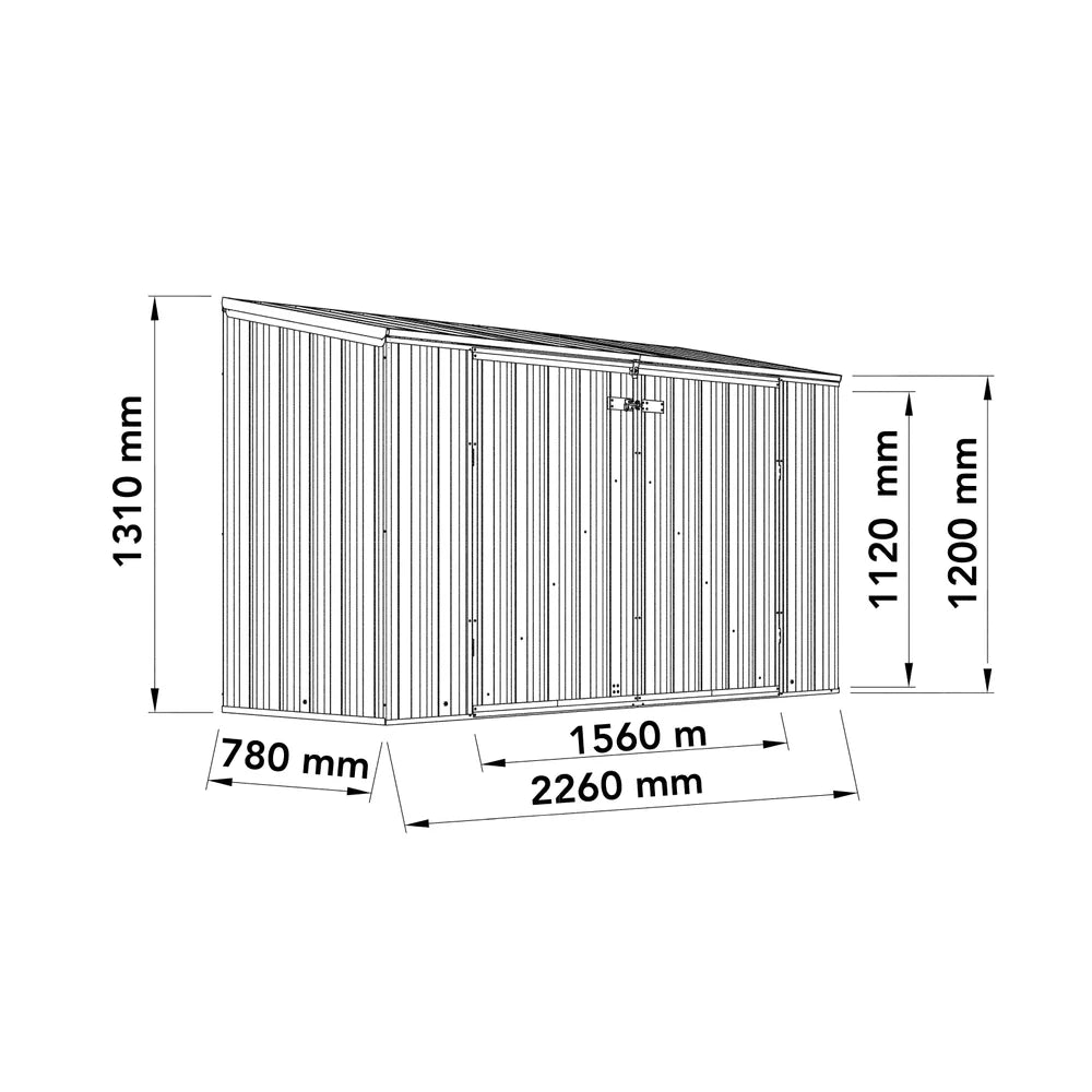Adley 7' x 3' Black Titanium Pent Metal Bike Store With Anchor Kit | Sheds.co.uk