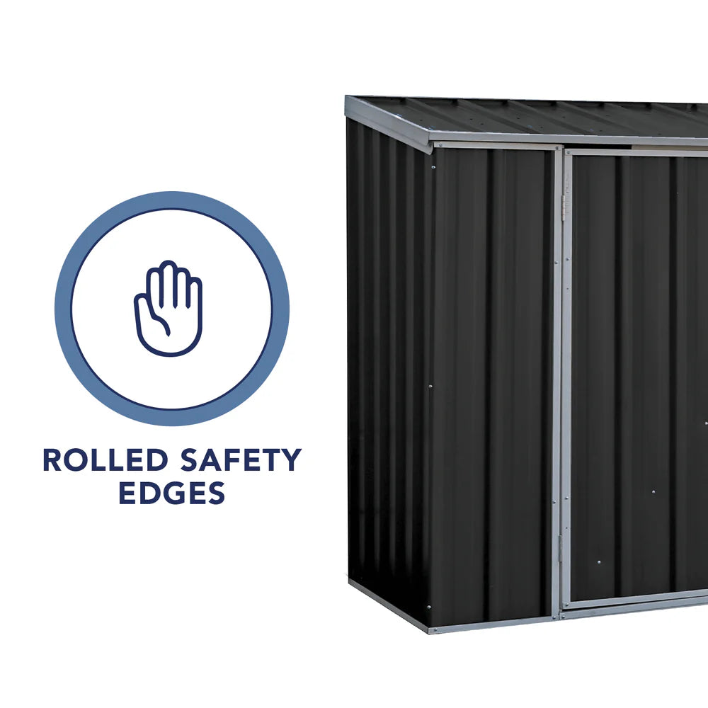 Adley 7' x 3' Black Titanium Pent Metal Bike Store With Anchor Kit | Sheds.co.uk
