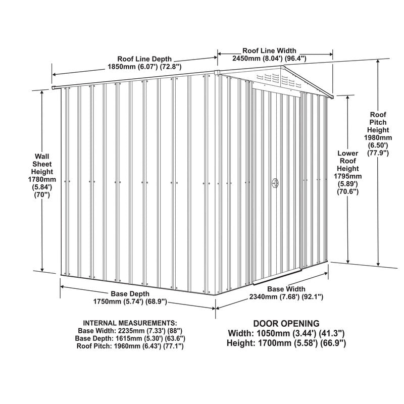 Adley 8' x 6' Apex Metal Shed - Green | Sheds.co.uk