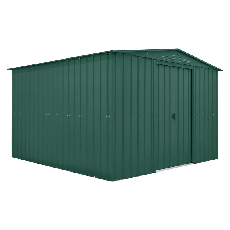 Adley 10' x 10' Apex Metal Shed - Green | Sheds.co.uk