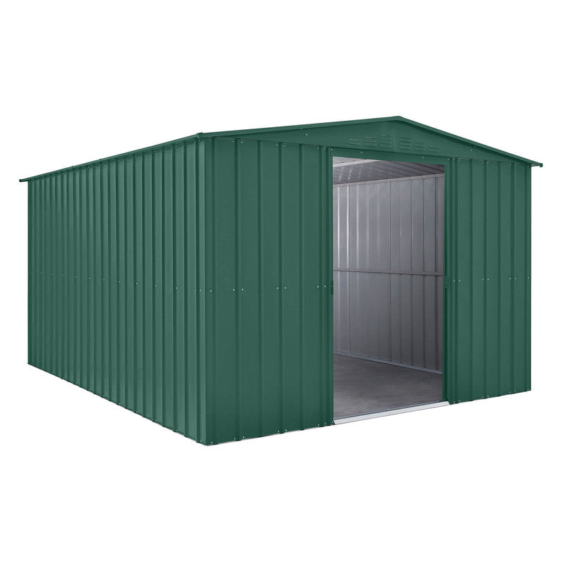 Adley 10' x 12' Apex Metal Shed - Green | Sheds.co.uk