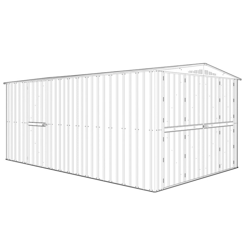Adley 10' x 19' Dual Door Metal Workshop Garage - Grey | Sheds.co.uk