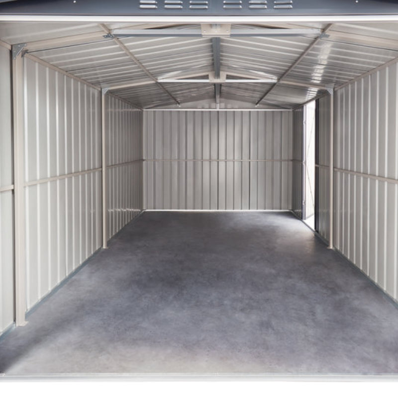 Adley 10' x 19' Dual Door Metal Workshop Garage - Grey | Sheds.co.uk