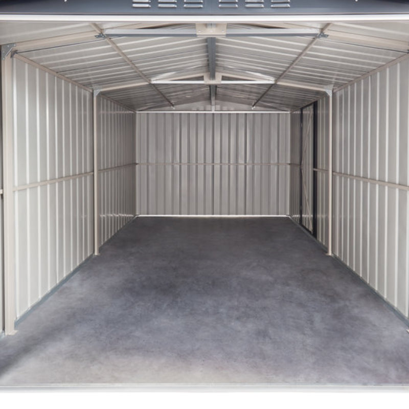 Adley 10' x 19' Dual Door Metal Workshop Garage - Grey | Sheds.co.uk