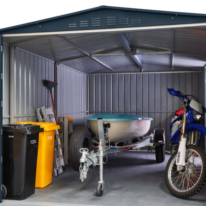 Adley 10' x 19' Dual Door Metal Workshop Garage - Grey | Sheds.co.uk