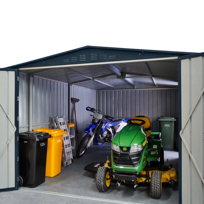 Adley 10' x 19' Dual Door Metal Workshop Garage - Grey | Sheds.co.uk