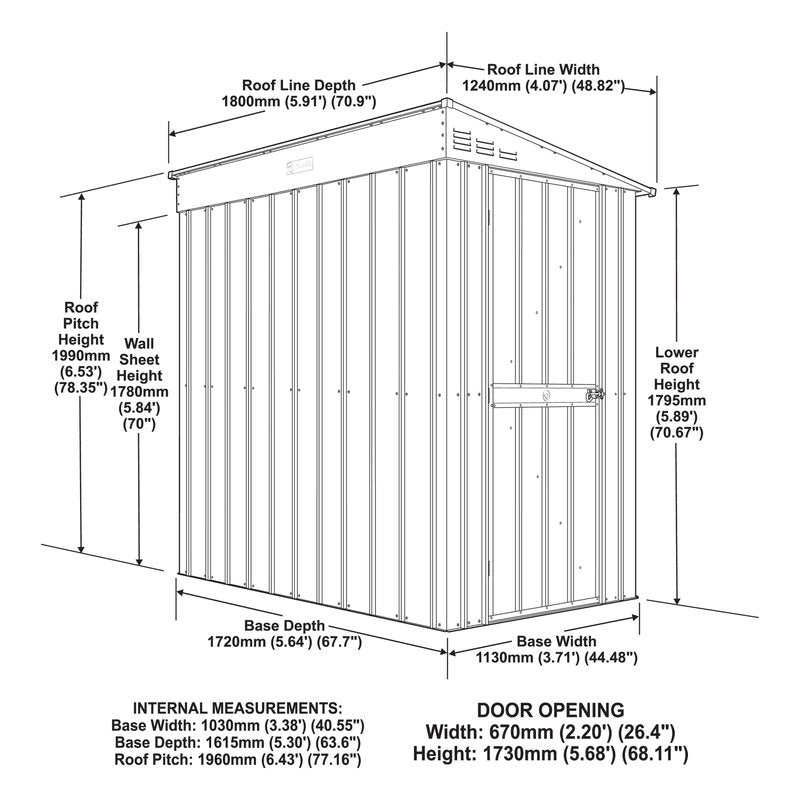 Adley 4' x 6' Lean-To Metal Shed - Green
