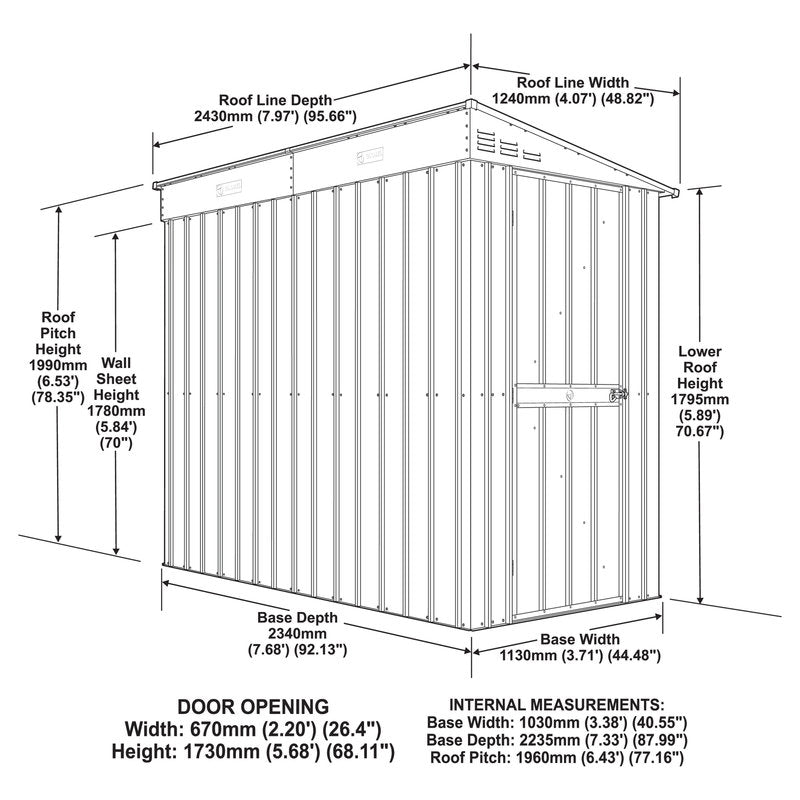 Adley 4' x 8' Lean-To Metal Shed - Green