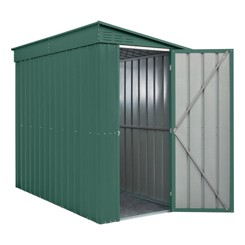 Adley 4' x 8' Lean-To Metal Shed - Green | Sheds.co.uk