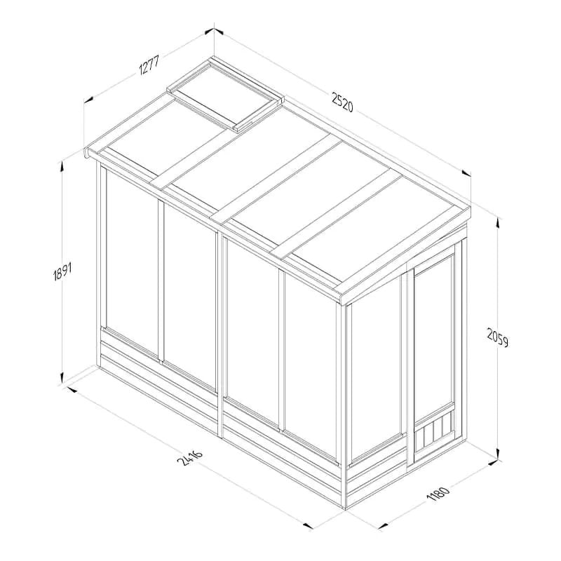 Hartwood 8' x 4' Dale Lean-To Wooden Greenhouse