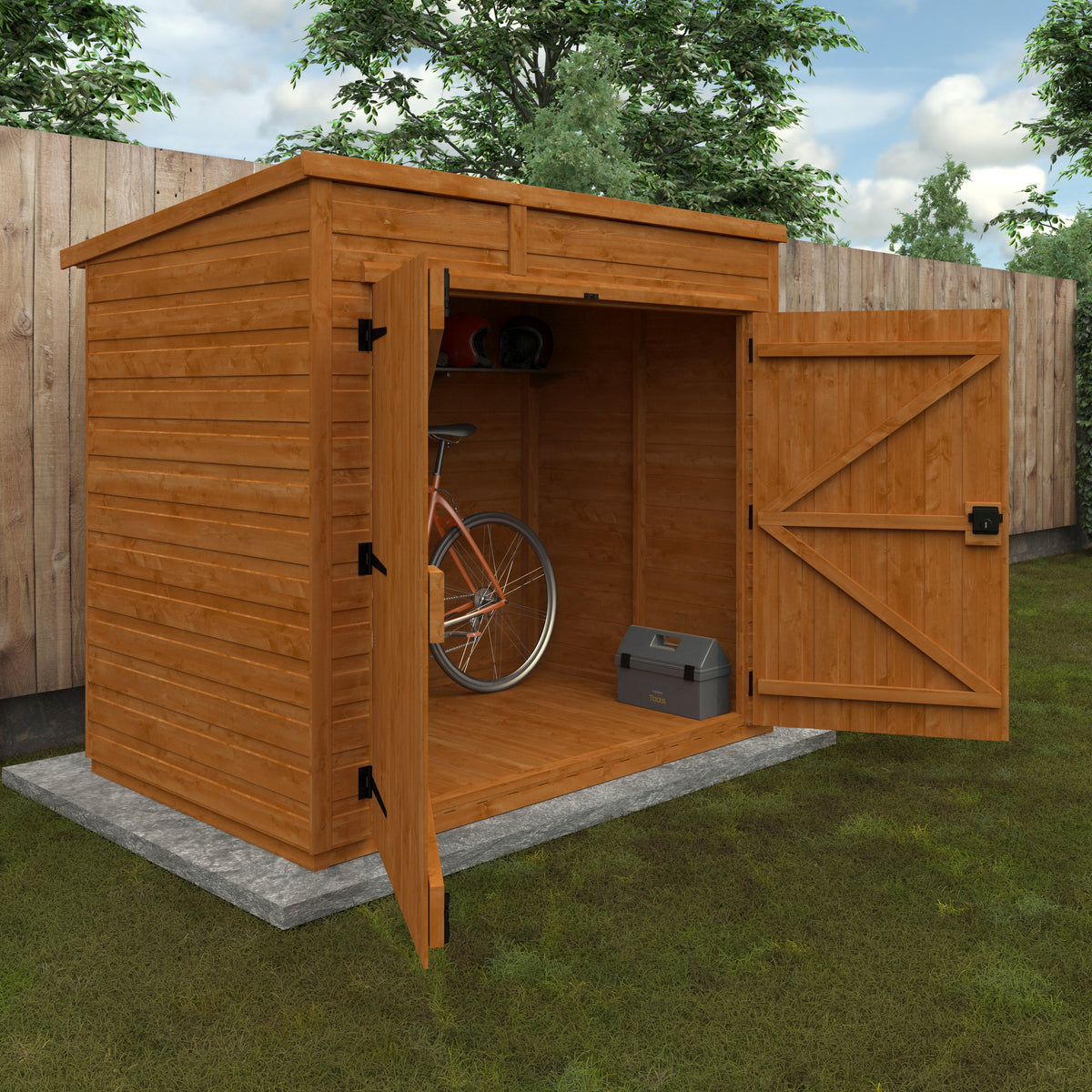 Redlands 4' x 6' Shiplap Modular Pent Bike Shed | Sheds.co.uk