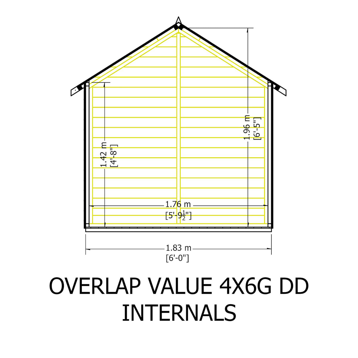 Loxley 6' x 4' Windowless Double Door Overlap Apex Shed | Sheds.co.uk