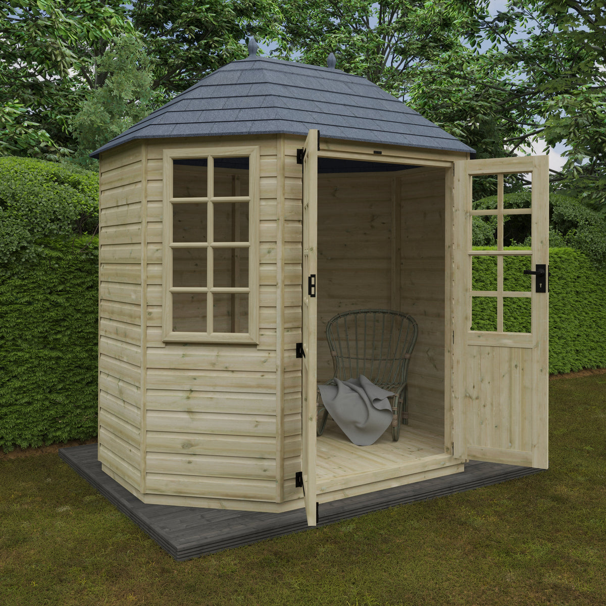 Redlands 8' x 6' Pressure Treated Octagonal Summer House | Sheds.co.uk