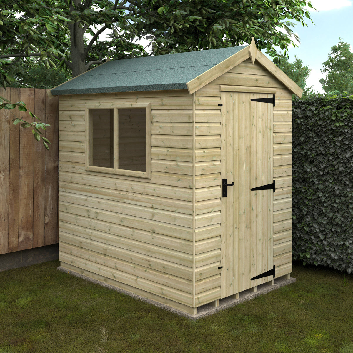 Redlands 5' x 7' Pressure Treated Deluxe Shiplap Apex Shed | Sheds.co.uk