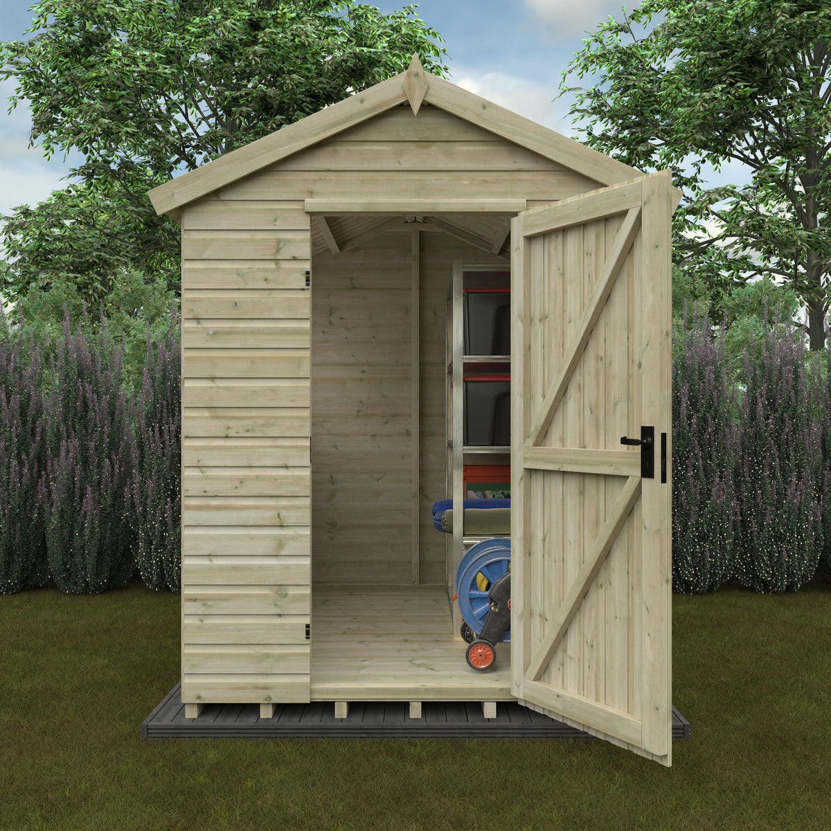 Redlands 6' x 8' Pressure Treated Deluxe Shiplap Apex Shed | Sheds.co.uk