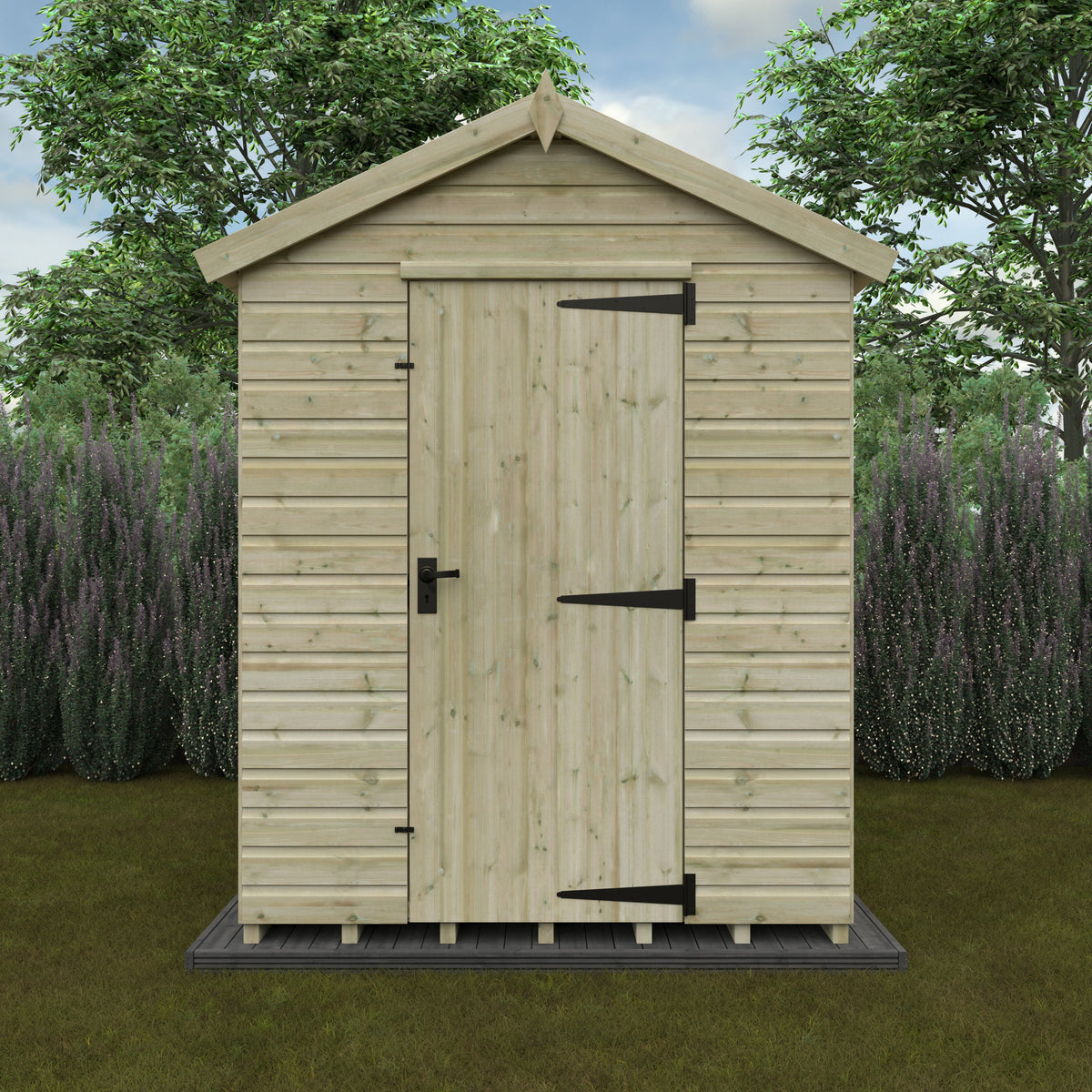Redlands 6' x 8' Pressure Treated Deluxe Shiplap Apex Shed | Sheds.co.uk