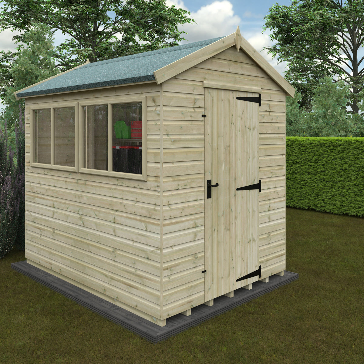 Redlands 6' x 8' Pressure Treated Deluxe Shiplap Apex Shed | Sheds.co.uk
