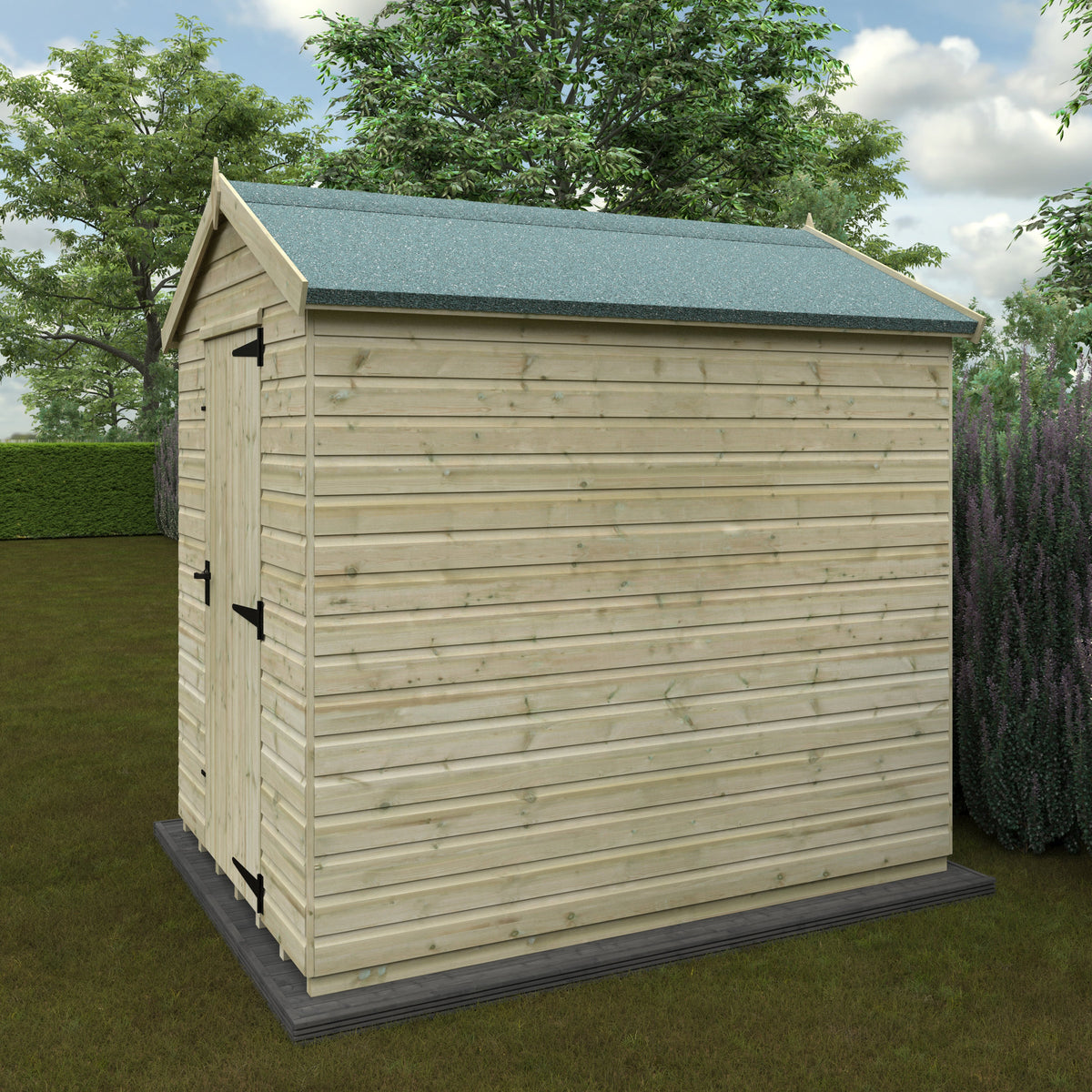 Redlands 6' x 8' Pressure Treated Deluxe Shiplap Apex Shed | Sheds.co.uk