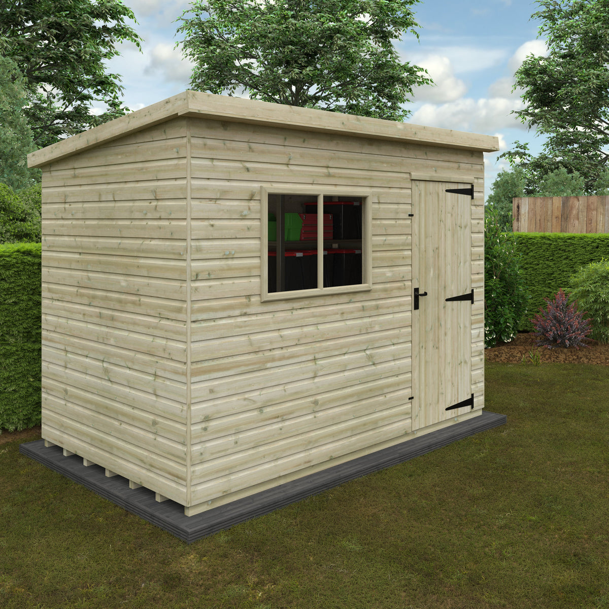 Redlands 10' x 6' Pressure Treated Deluxe Shiplap Pent Shed | Sheds.co.uk